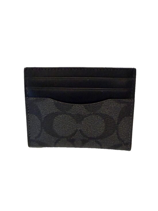 Coach Other - Coach Signature Logo Flat Card Case Card Holder Leather PVC Black Charcoal NWOT